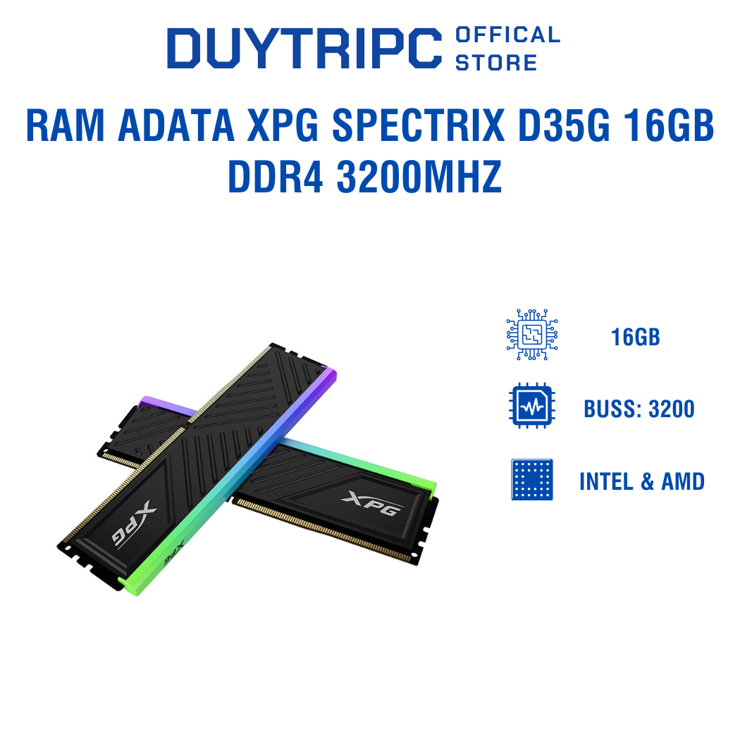 RAM Adata XPG SPECTRIX D35G 16GB DDR4 3200MHz – Tản nhiệt đẹp, RGB nổi bật, hiệu năng mạnh